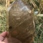 1377g Natural Golden Sun Rutile Quartz Obelisk Crystal Wand Point Healing #ZH34