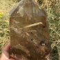 1377g Natural Golden Sun Rutile Quartz Obelisk Crystal Wand Point Healing #ZH34