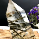 Naturally beautiful Rare Large Green Tourmaline Rutilated Quartz point 378g