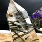Naturally beautiful Rare Large Green Tourmaline Rutilated Quartz point 378g