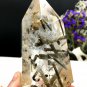 Naturally beautiful Rare Large Green Tourmaline Rutilated Quartz point 378g