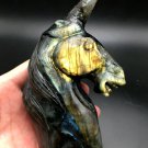 788.5g Natural Labradorite Hand sculpture horse Crystal Rough Polished