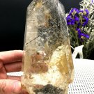 Naturally beautiful Rare Large black Tourmaline Rutilated Quartz point 439g