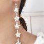Luck Star Origami White Color Long Earrings, 925 Silver Earrings, Birthday Day Gift