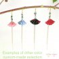 Japaness Fan Origami Red Color Long Earrings, Fan Origami Gold Tassel Earrings, Birthday Gift