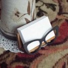 Cat Eyeglasses Wooden Desktop Business Card Holder