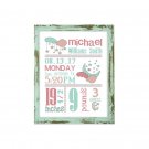 Green & Pink Stars Birth Announcement