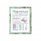 Green & Purple Stars Birth Announcement