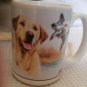 Hunting dog lot includes Dimensions Crewel Kit #1342, Mug & vintage wrap lab dog