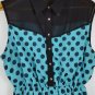 womens 1X plus size blue polka dot dress with high low hemline