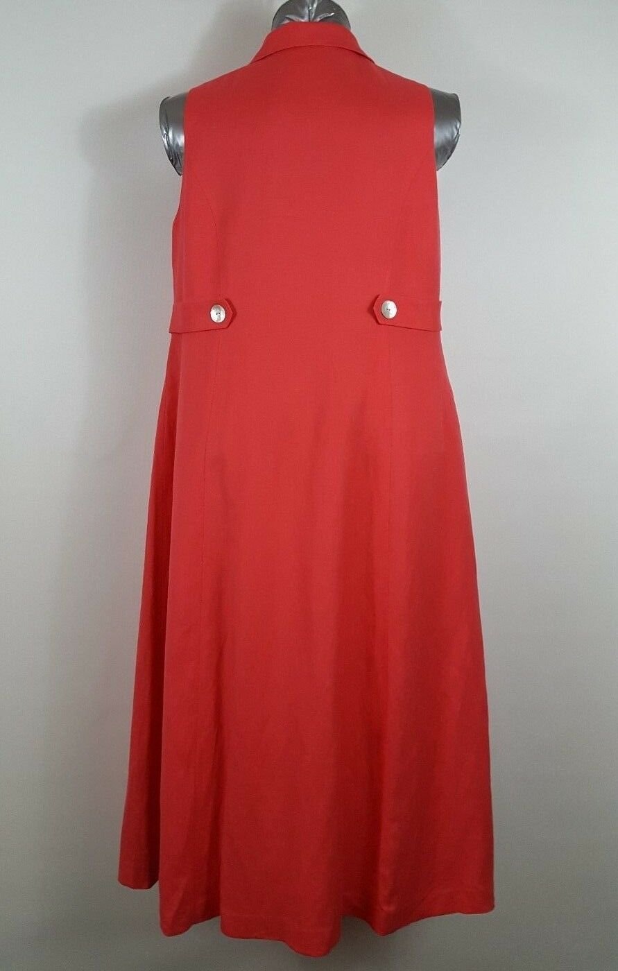 womens red Coldwater Creek linen blend dress sleeveless button front ...