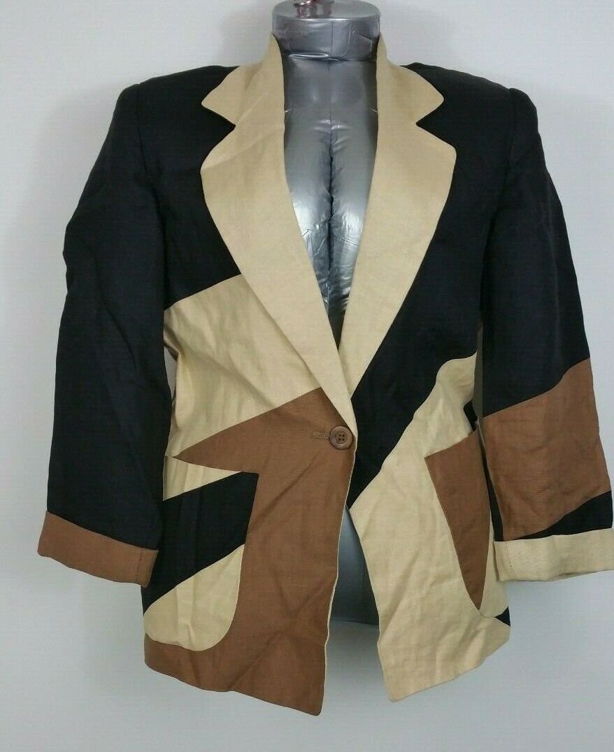 International Scene size 10 brown patchwork blazer fully lined front pockets