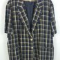 womens plus size 30w brown plaid blazer short sleeve made in USA lining