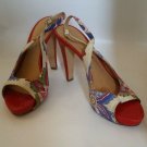 BETTYE MULLER Red croc heels floral pattern open toe sling back Shoes 40 Italy