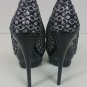 Black Double Platform Sparkly High Heel Pump 7.5 Sexy Glittery Tall Spike heel