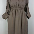 liz Lange maternity dress brown L shirtwaist w/ breast pockets and french cuffs