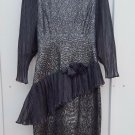 womens silver party dress trimmed in black tulle peplum style 10/12? see details