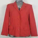 Nordstrom red orange silk Blazer size 14 Fully lined linen look