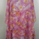DG2 by Diane Gilman pink floral 1X dress with tiered skirt interesting sleeves