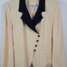 Nipon yellow size 16 jacket blazer with black collar asymmetrical buttons lined