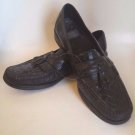 Mens Black 10.5 M woven leather Nunn Bush Kiltie Tassel Loafers