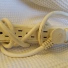 4' Power Strip Adaptor 6 Electrical 3 Prong Plugs White     cat not included