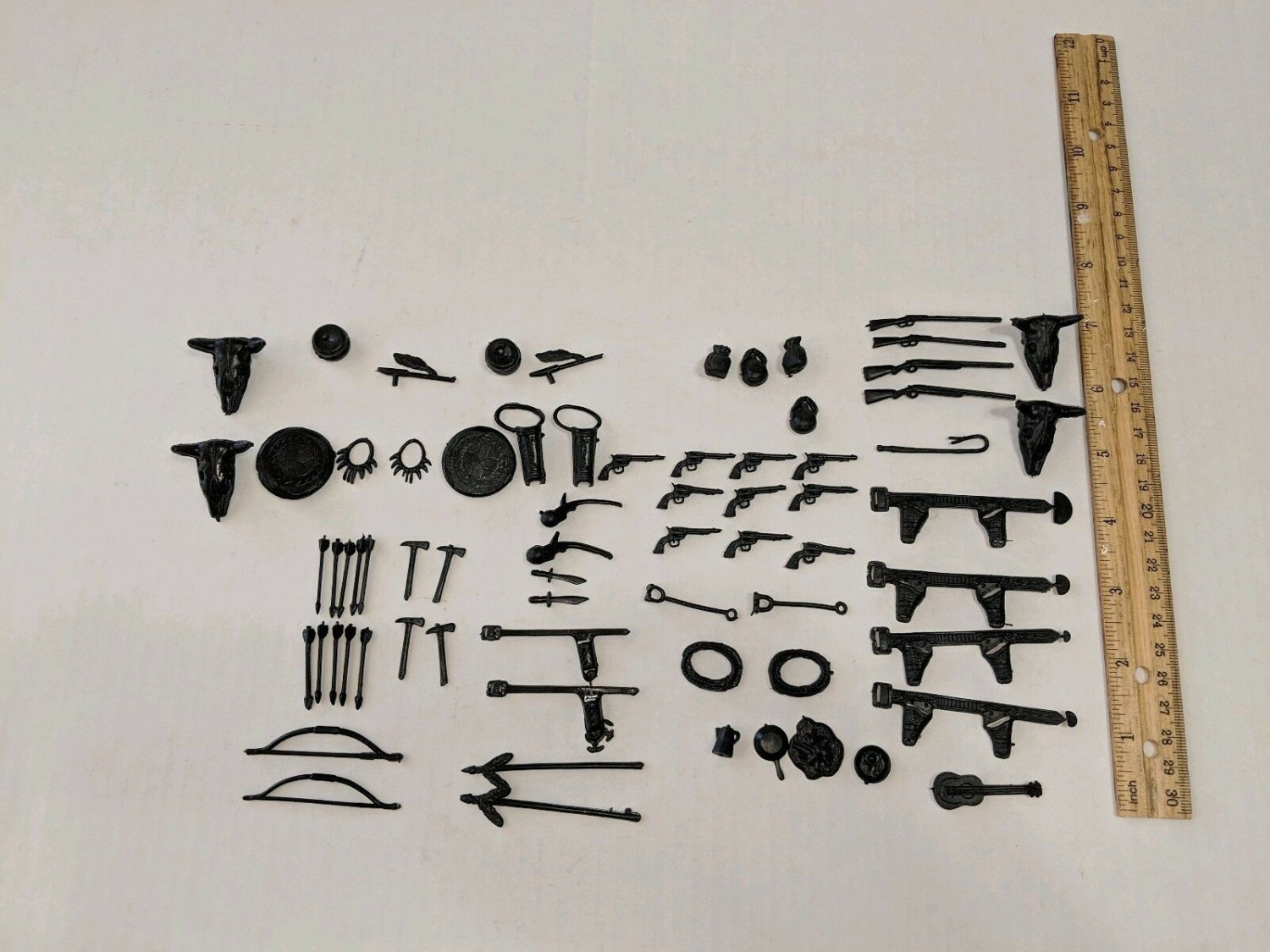 MARX reissue Cowboy & Indian accessories  (70) pcs  black soft Plastic