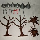 Marx reissue Castle thin keep turrets, flag pole, & pennants with Trees