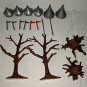 Marx reissue Castle thin keep turrets, flag pole, & pennants with Trees