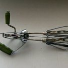 Vintage Hand Held Mixer Egg Beater Stainless Steel Green Bakelite Handles