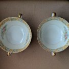 Noritake footed bowls with gold handles (02) pcs  floral pattern