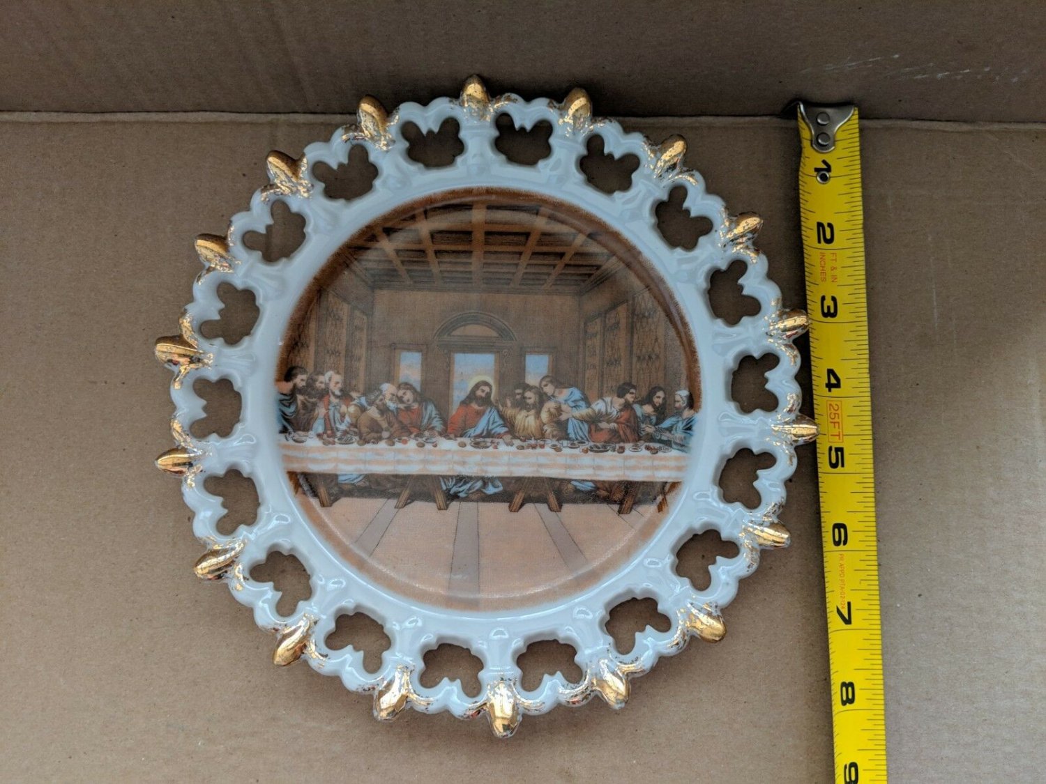 Vintage The Last Supper Decorative Plate Gold Trim