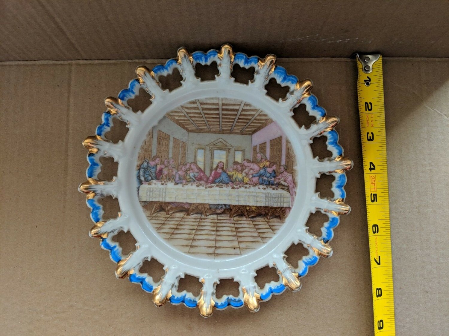 Vintage The Last Supper Decorative Plate Gold Trim Made in Japan 8"