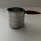 Vintage Aluminum Measuring Cup with Wood Handle Red