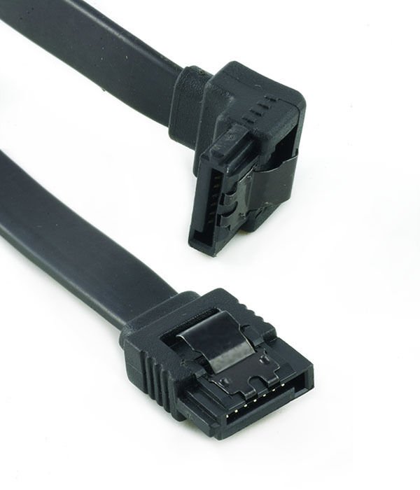 6" Black SATA III Cable 90 Right Angle to 180 Straight 6GB/Sec HDD SSD