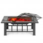 Garden Fire Pit Patio Rectangular Firepit Stove Brazier Outdoor Fireplace BBQ