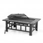Garden Fire Pit Patio Rectangular Firepit Stove Brazier Outdoor Fireplace BBQ