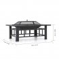 Garden Fire Pit Patio Rectangular Firepit Stove Brazier Outdoor Fireplace BBQ