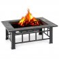 Garden Fire Pit Patio Rectangular Firepit Stove Brazier Outdoor Fireplace BBQ
