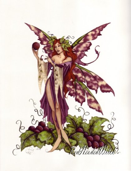 AMY BROWN Print WINE NYMPH 8.5 x 11 FAIRY FAERY RETIRED