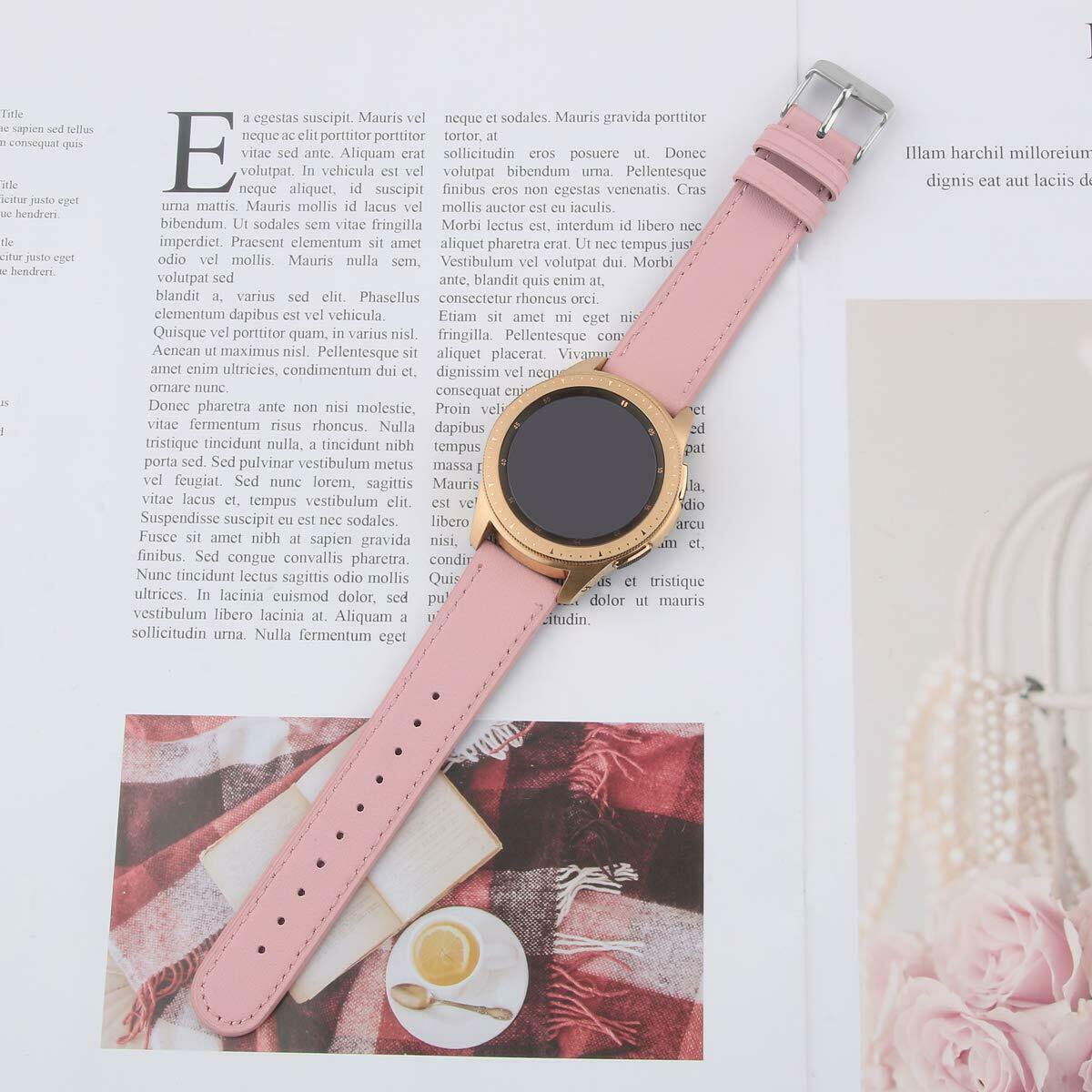 Samsung Galaxy Watch Active Bands 40mm Leather Replacement Strap Band Pink