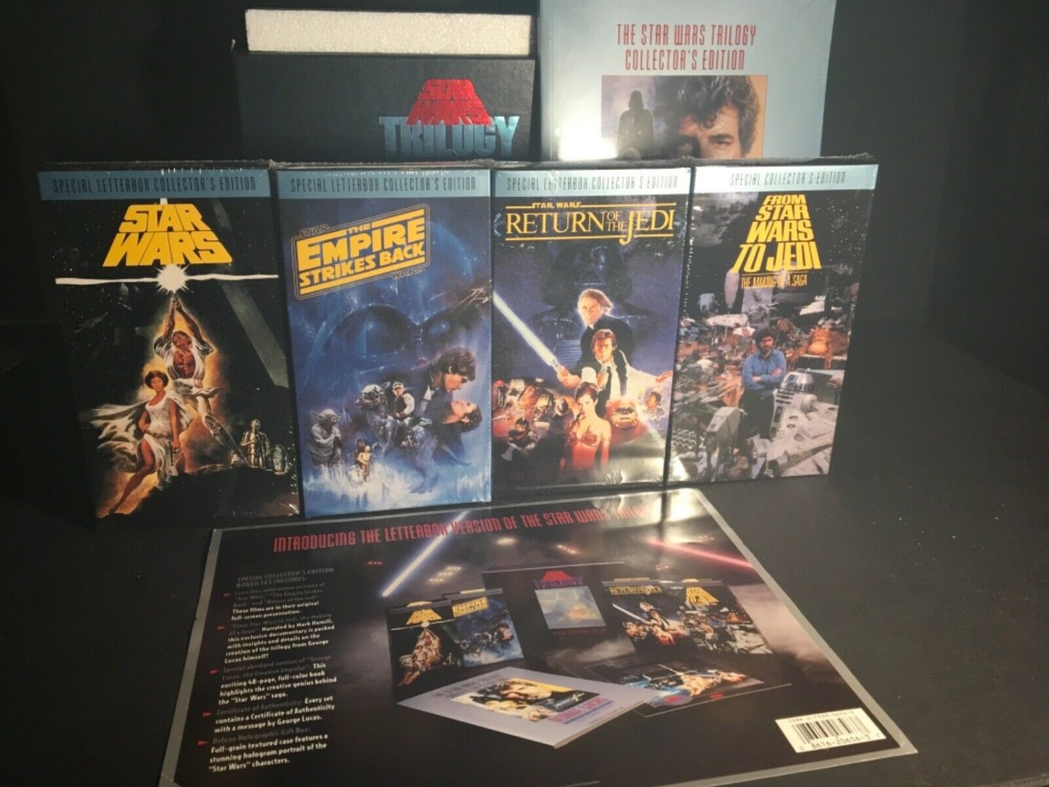 1992 Vintage Star Wars VHS Trilogy Tapes Letterbox Box Set Factory ...