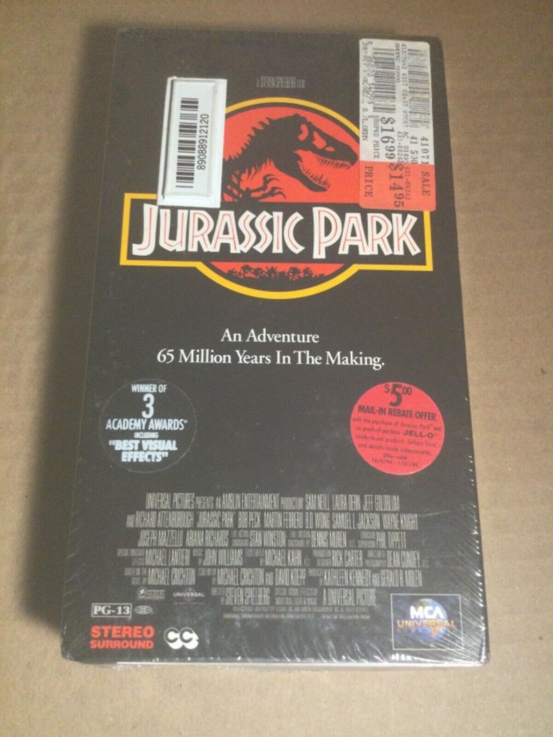 Jurassic Park (VHS, 1994) Factory Sealed- Water Marks First Print