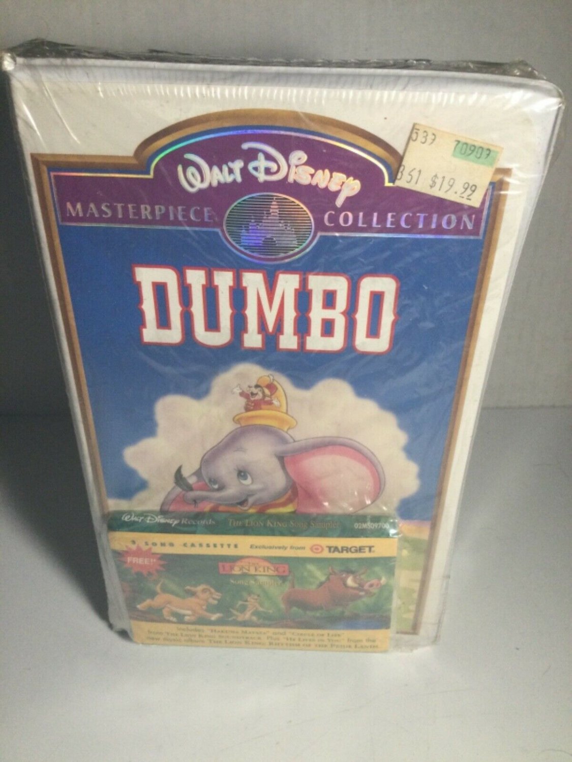 Vintage Disney Dumbo VHS Tape Factory Sealed New w/ Lion King Tape Cassette