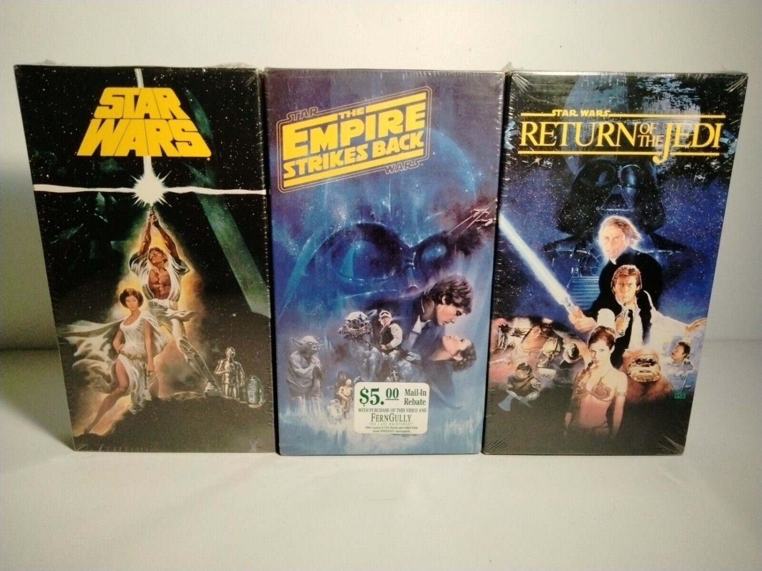 Vintage Star Wars VHS Trilogy VCR Tapes CBS Fox Video Watermarks