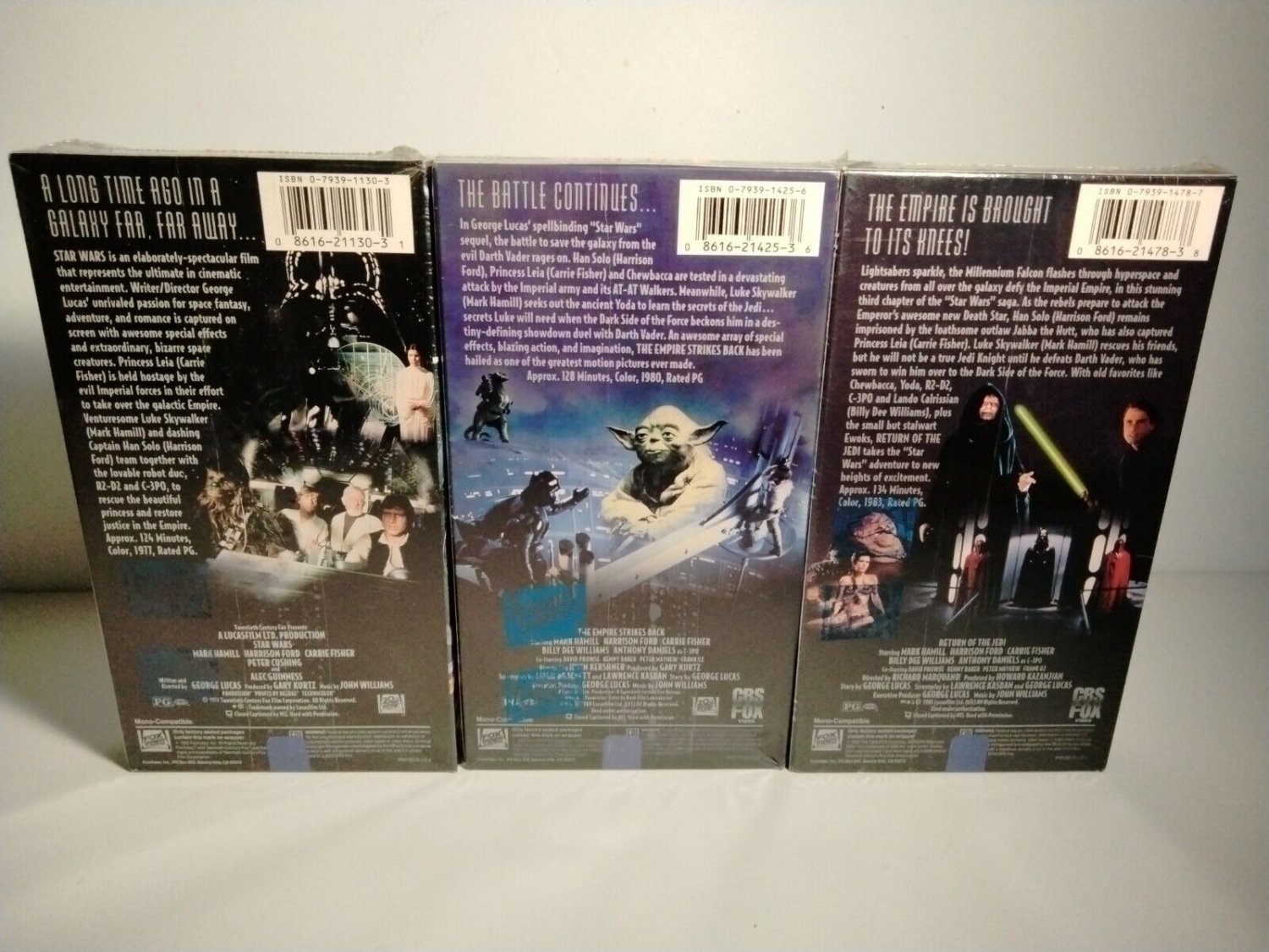 Vintage Star Wars VHS Trilogy VCR Tapes CBS Fox Video Watermarks