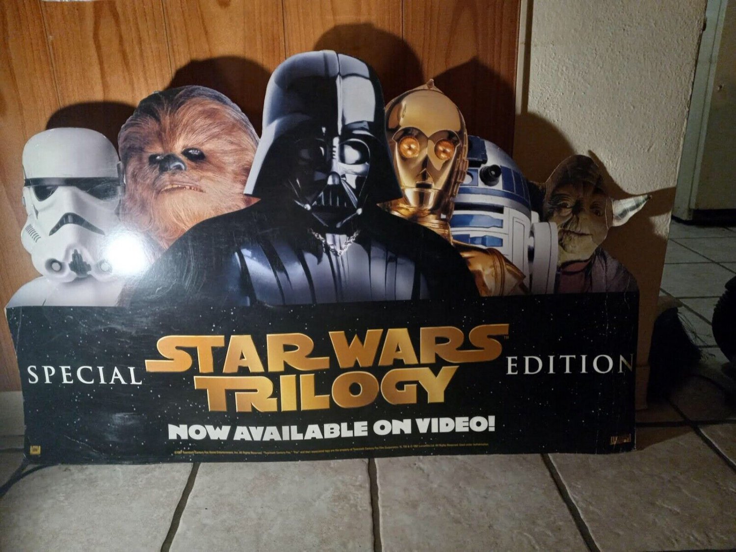 1997 Vintage Star Wars VHS VCR Tape Trilogy Promo Store Display 47”x30