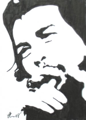 c04 Communist leader Cheguevara ACEO Original Drawing 2.5 x3.5" Free Shipping