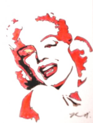 c05 ACEO Marilyn Monroe Original Drawing 2.5 x3.5" Free Shipping
