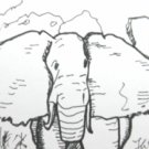 c10 Elephant ACEO Pop Art Original Drawing 2.5 x3.5" Free Shipping